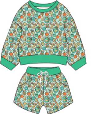 Long sleeve pullover and drawstring shorts