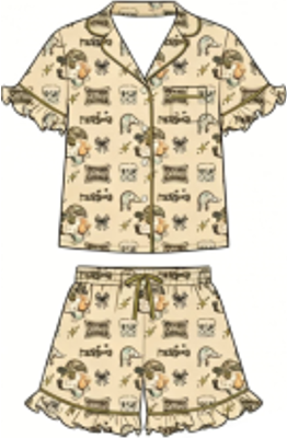 Short Sleeve and Shorts button up set with ruffles